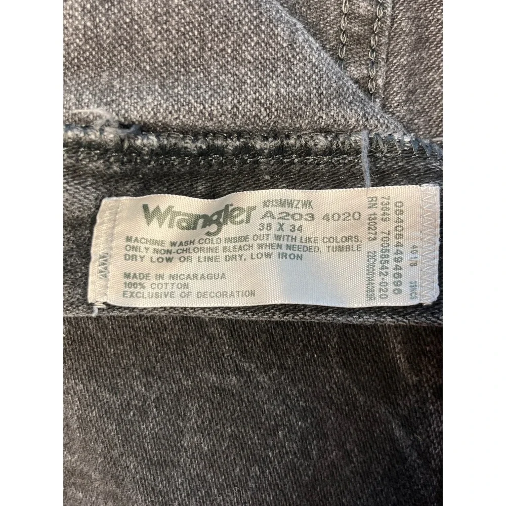 Wrangler Mens Black Denim Jeans Classic Fit Straight Leg 1013MWZWK Size 38x34 - Picture 9 of 10